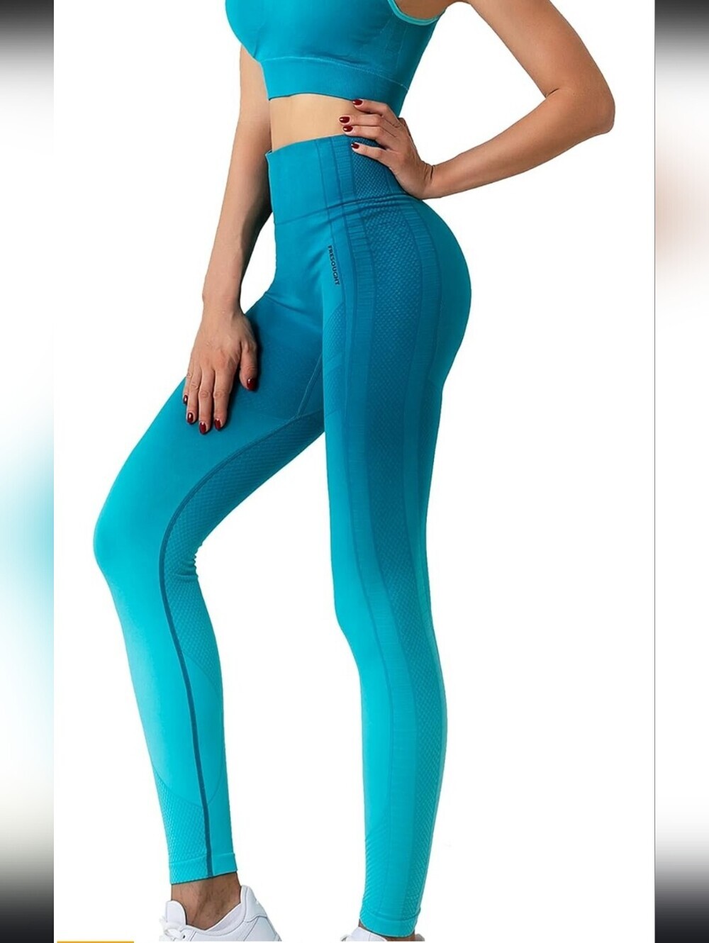 Fresought Women Sports Leggings Sz Large Ombre Blue